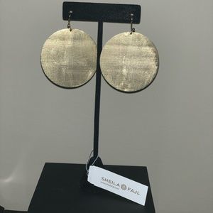 SHEILA FAJL 18kPlated Large Drop Disc Earrings